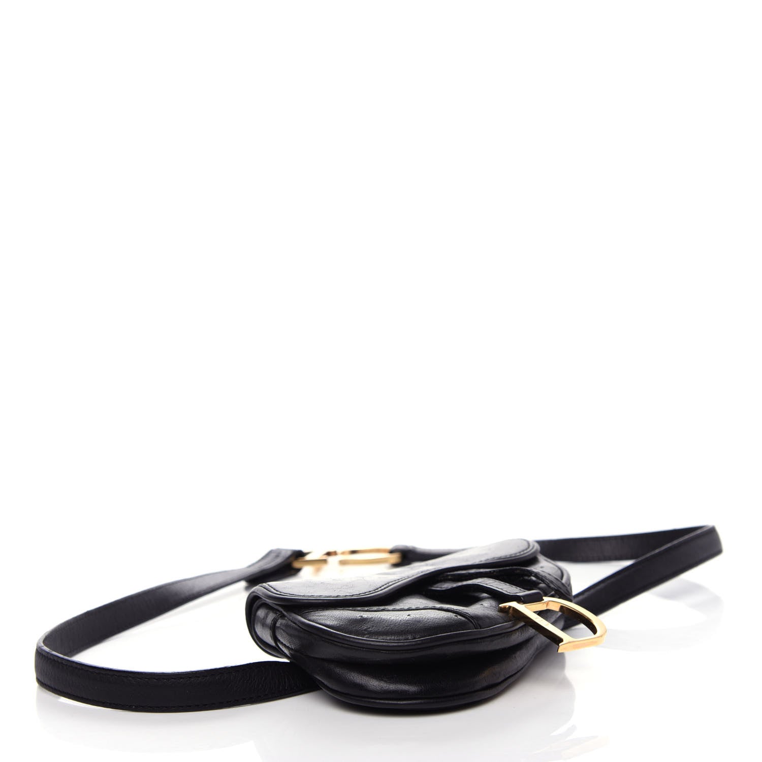Christian Dior Ostrich Saddle Belt Bag Black 4 of 13