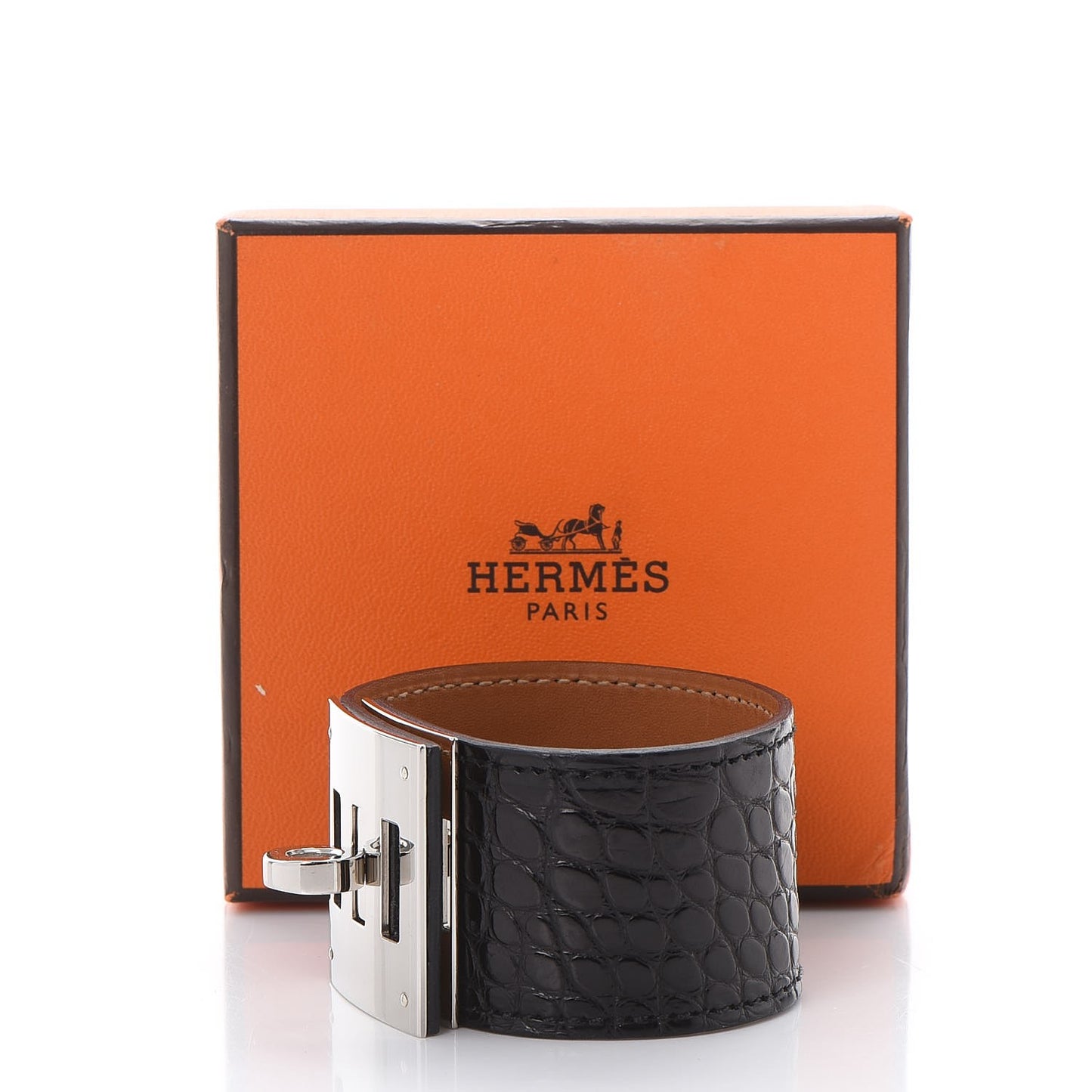 Matte Alligator Kelly Dog Cuff Black