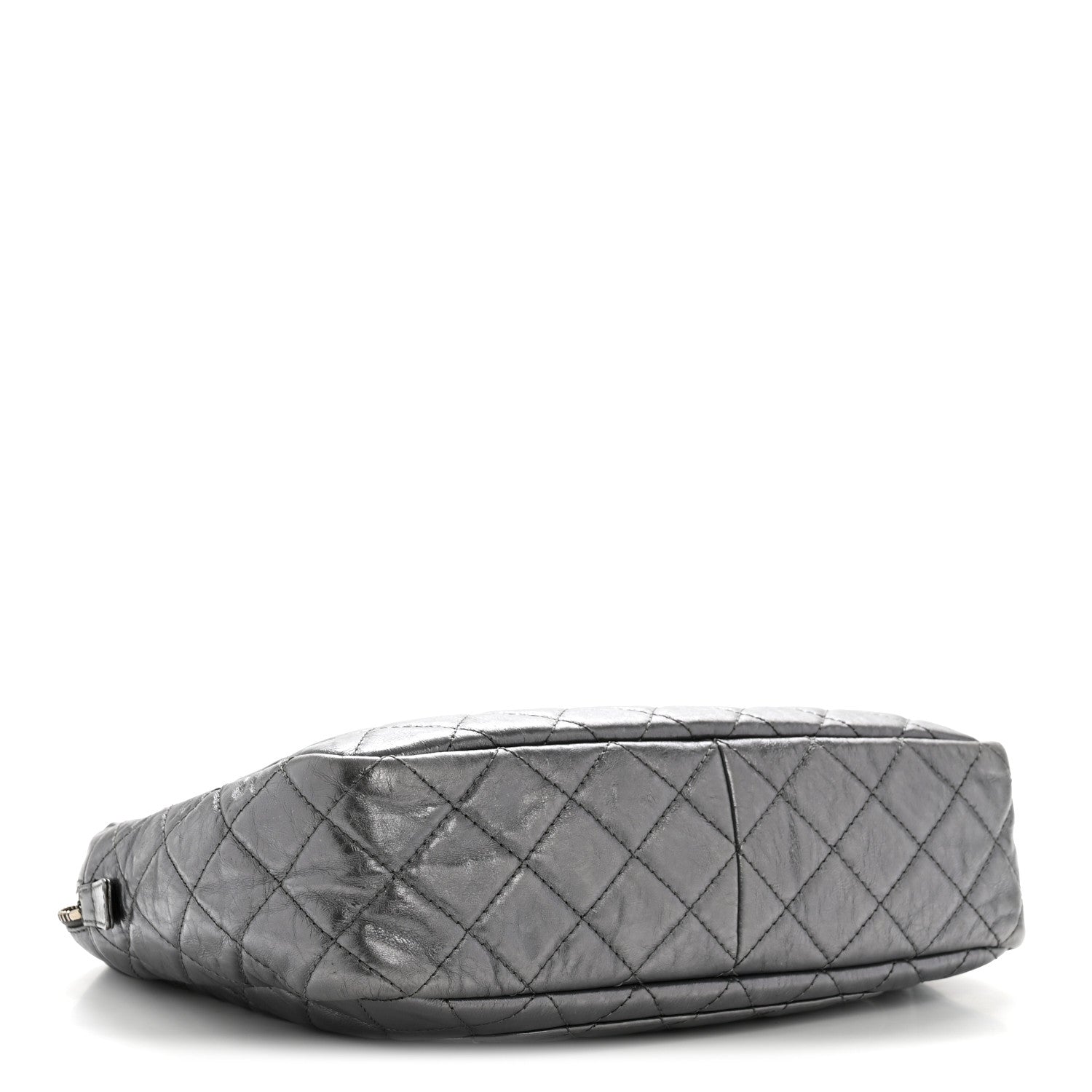Chanel Metallic Aged Calfskin Quilted Large Reissue Camera Case Silver 4 of 13