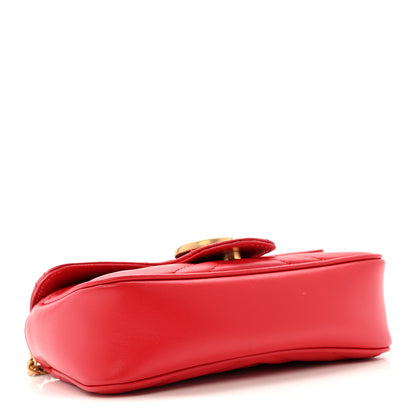 Gucci Calfskin Matelasse Super Mini GG Marmont Shoulder Bag Hibiscus Red 4 of 11