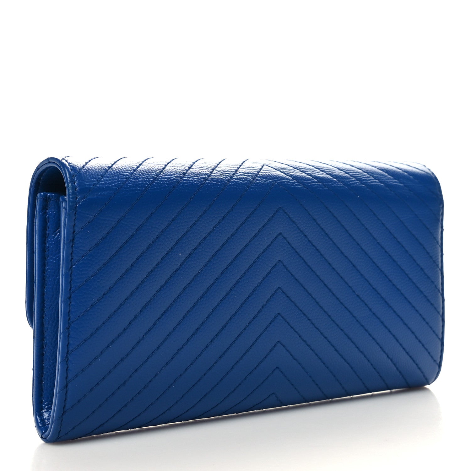 Chanel Caviar Chevron Quilted Large Flap Wallet Blue 3 of 9