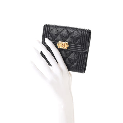 Chanel Caviar Quilted Compact Boy Wallet Black 2 of 9