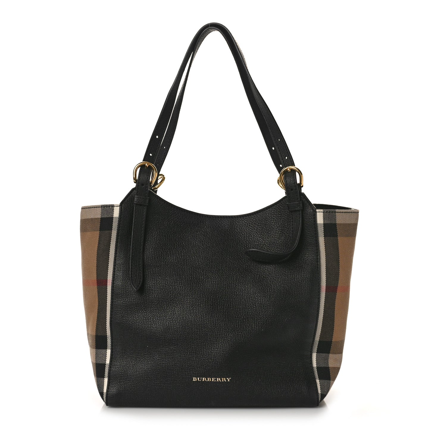 Grainy Calfskin House Check Small Canterbury Black