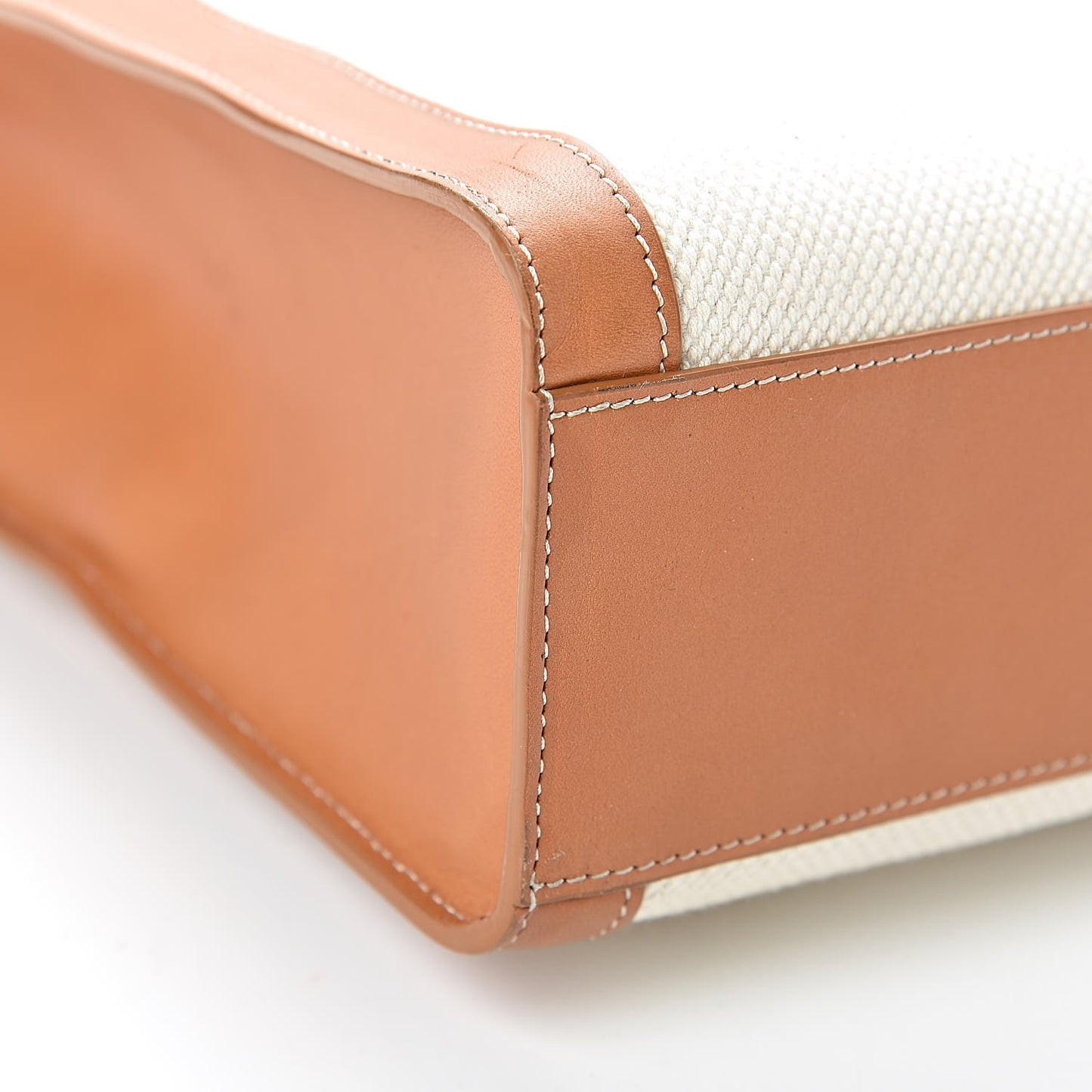 Canvas Calfskin Vertical Cabas Natural Tan
