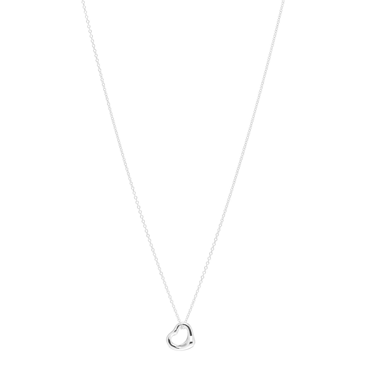 Tiffany Sterling Silver 11mm Elsa Peretti Open Heart Pendant Necklace 1 of 4