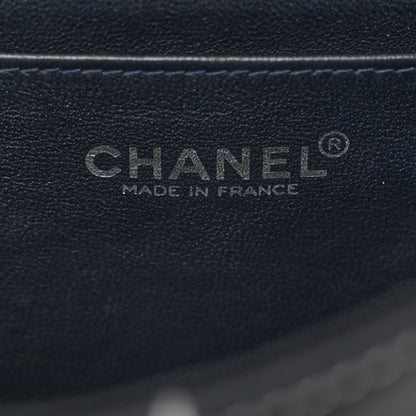 Chanel Calfskin Contrast Stitched Medium Single Flap Navy Blue 6 of 11