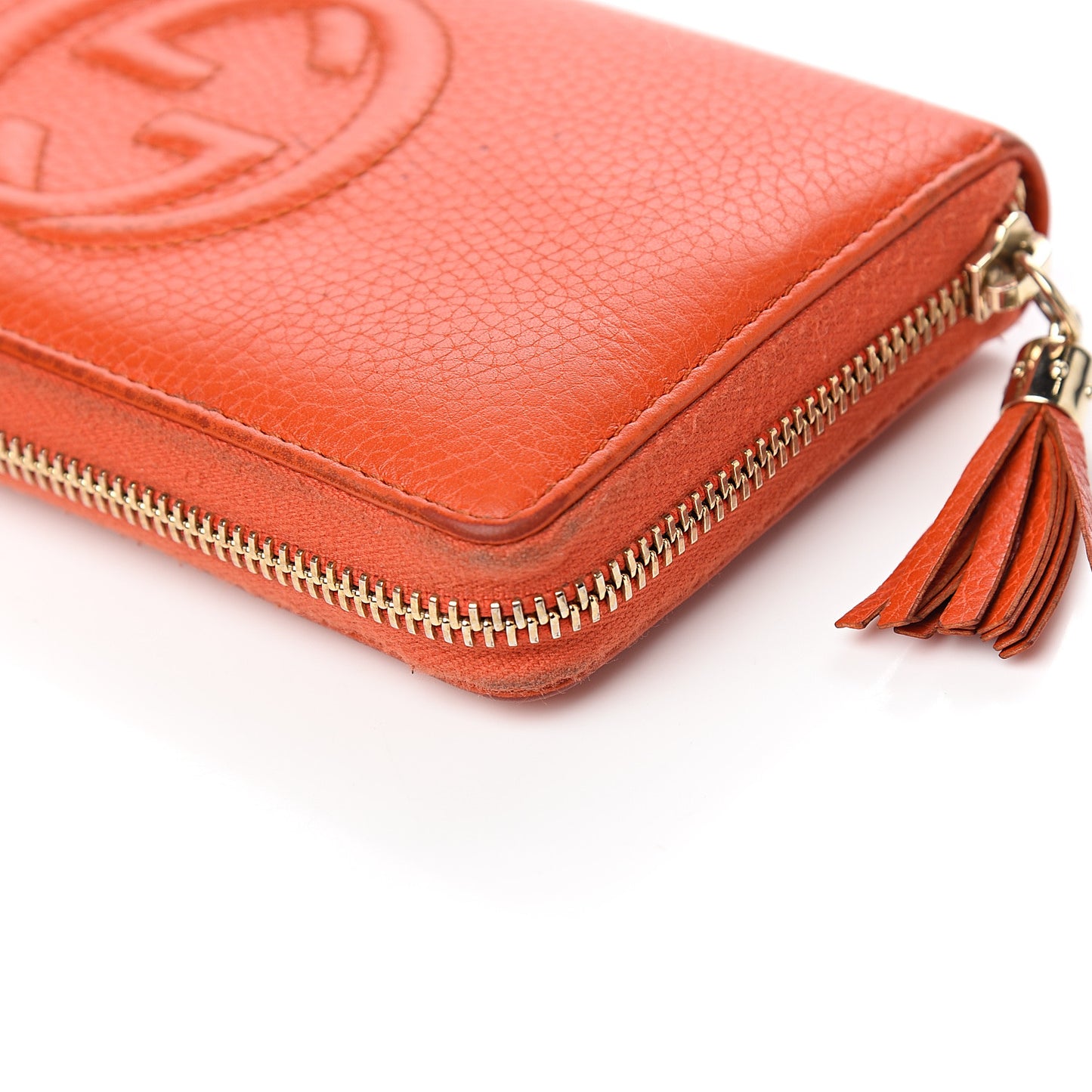 Pebbled Calfskin Soho Zip Around Wallet Sun Orange