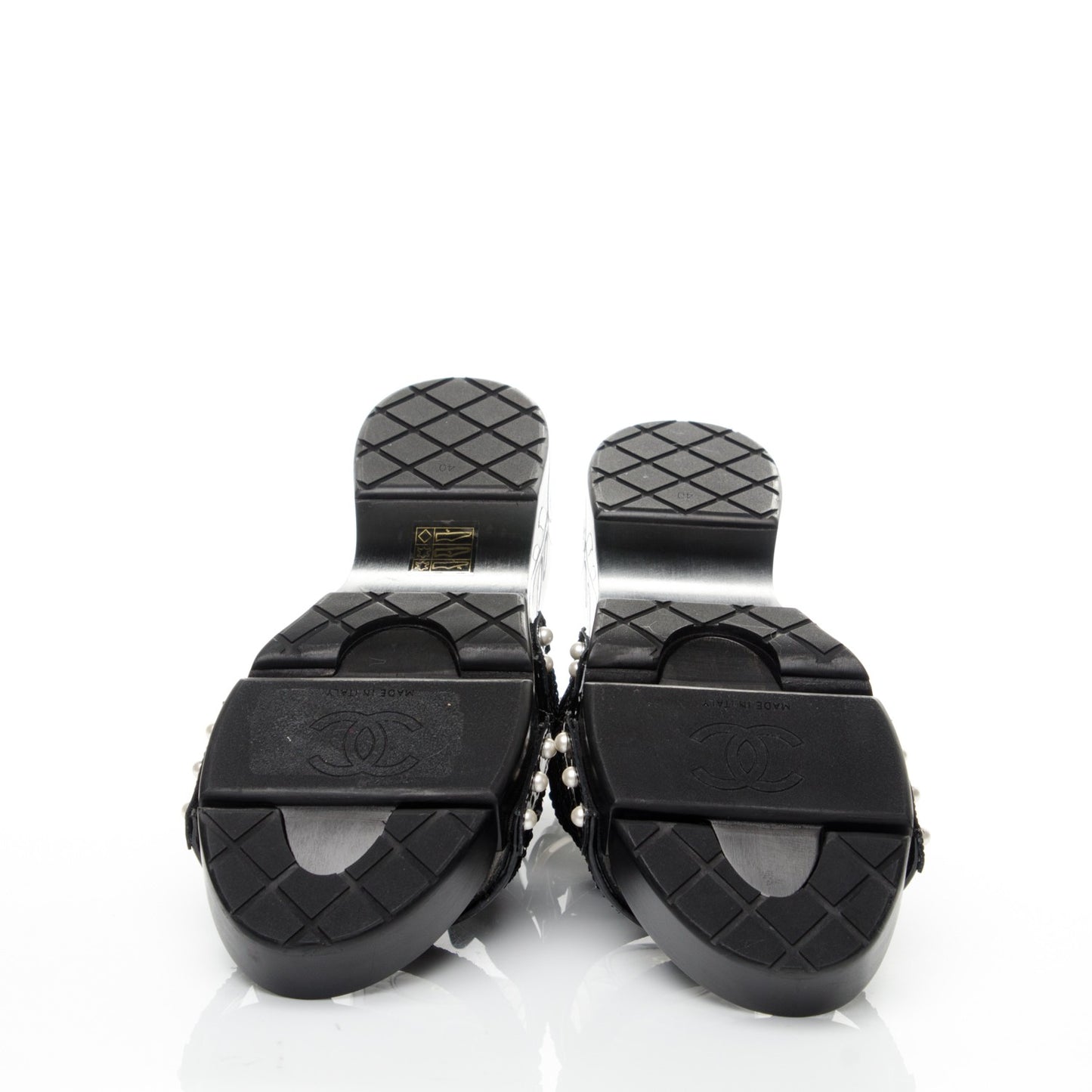 Sequin Wedge Sandals 40 Black