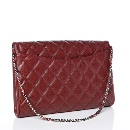 Chanel Caviar Quilted Clutch With Chain Flap Dark Red 3 of 10