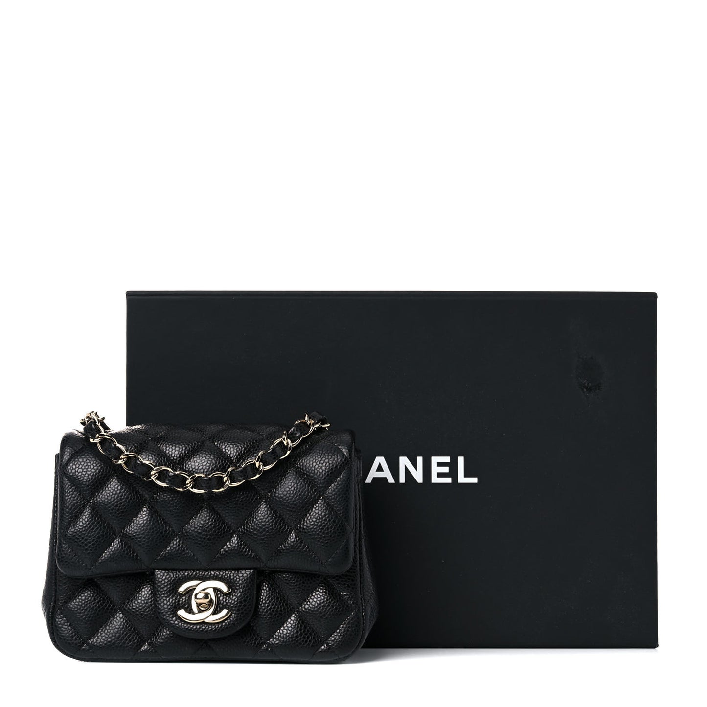 Caviar Quilted Mini Square Flap Black
