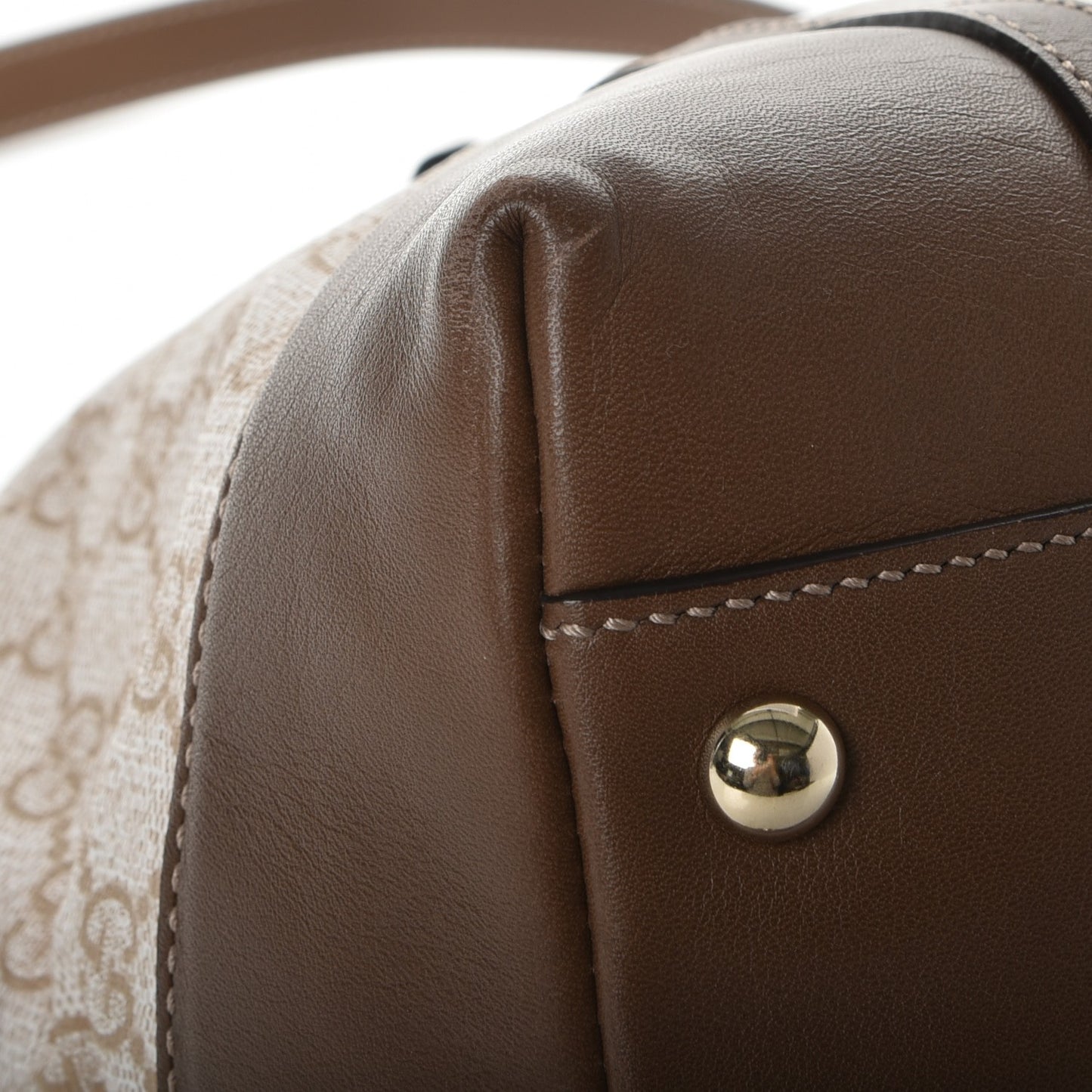 GG Supreme Monogram Calfskin Medium Nice Top Handle Dome Bag New Mystic White Beige Brown