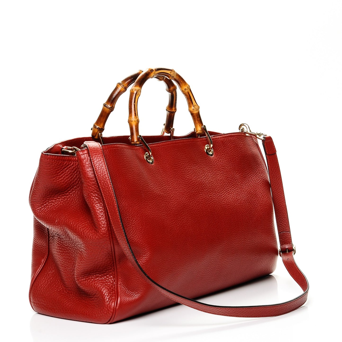 Calfskin Large Bamboo Shopper Tote Red