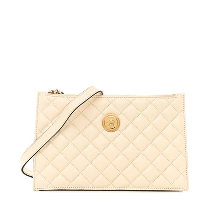 Versace Calfskin Quilted Small Tribute Icon Pouch Beige 1 of 9