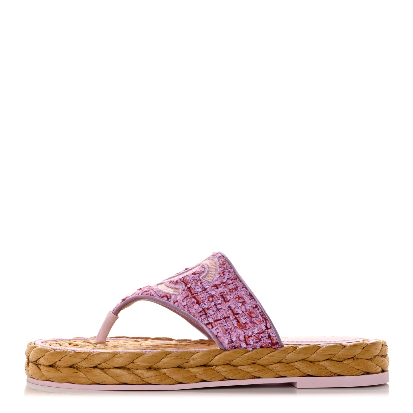 Tweed CC Thong Sandals 37.5 Light Purple Pink Red
