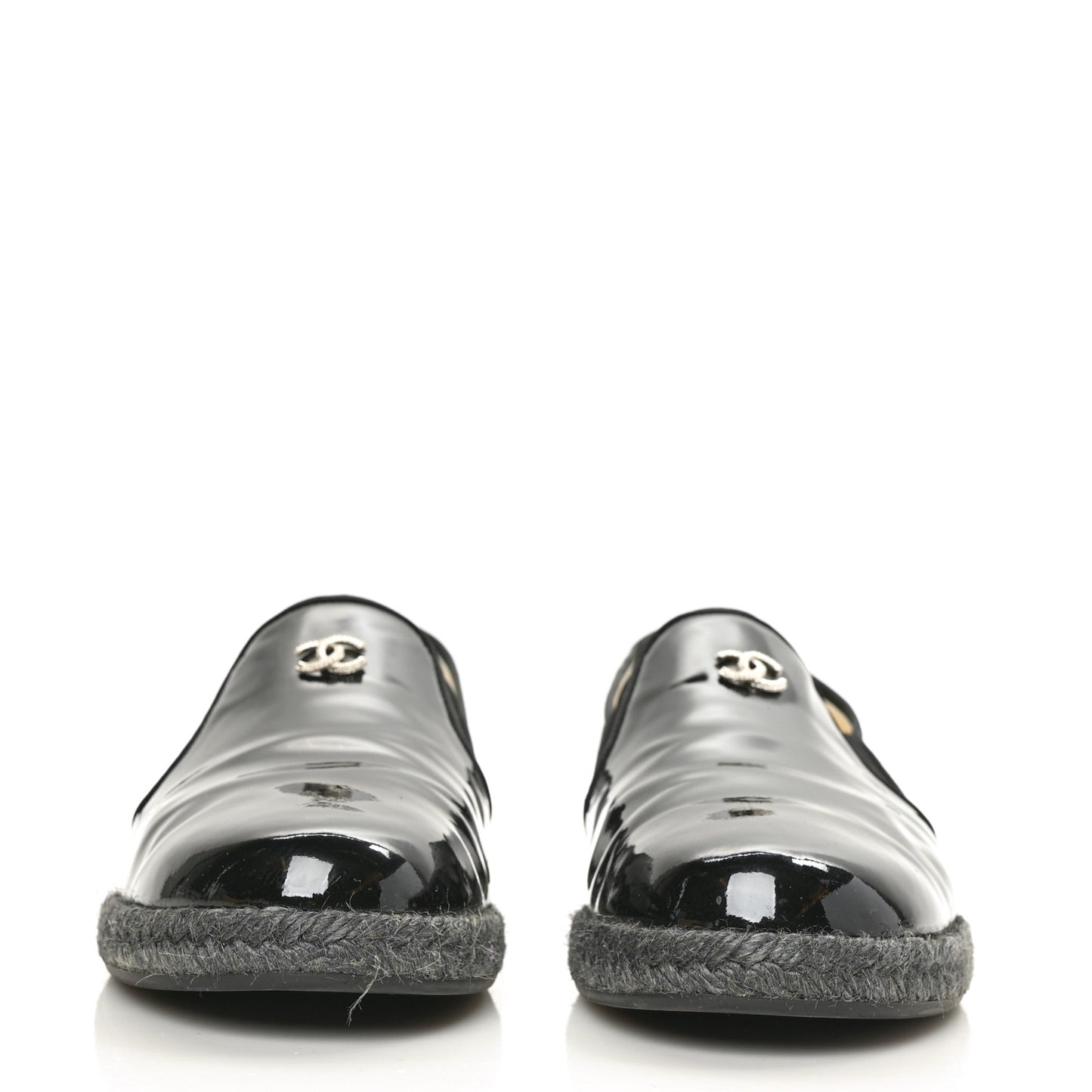 Patent Calfskin CC Mocassin Loafer Espadrilles 41.5 Black