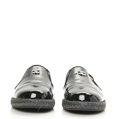 Chanel Patent Calfskin CC Mocassin Loafer Espadrilles 41.5 Black 2 of 7