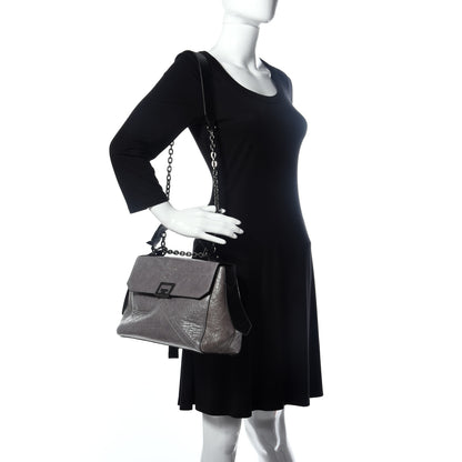 Givenchy Creased Patent Calfskin Medium ID Flap Pearl Grey 2 of 9