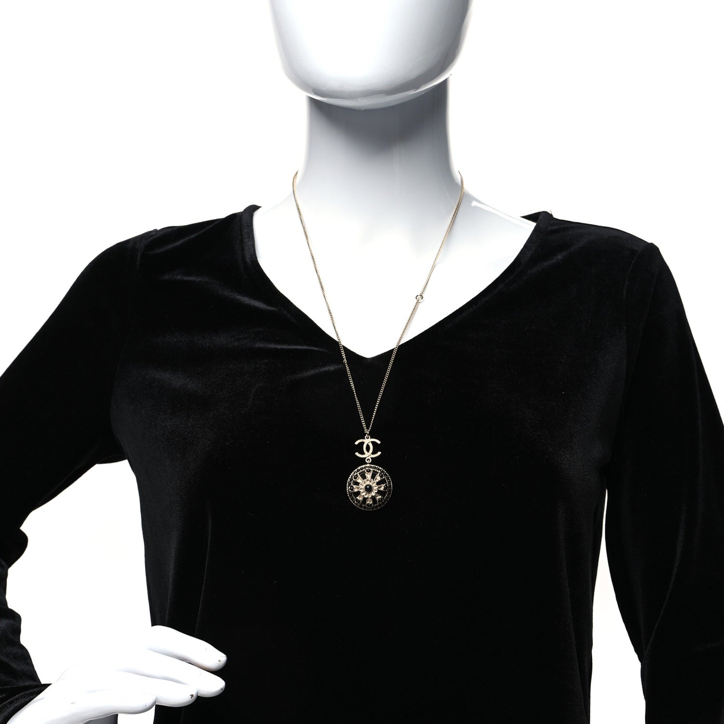 Crystal Resin CC Drop Necklace Gold Black