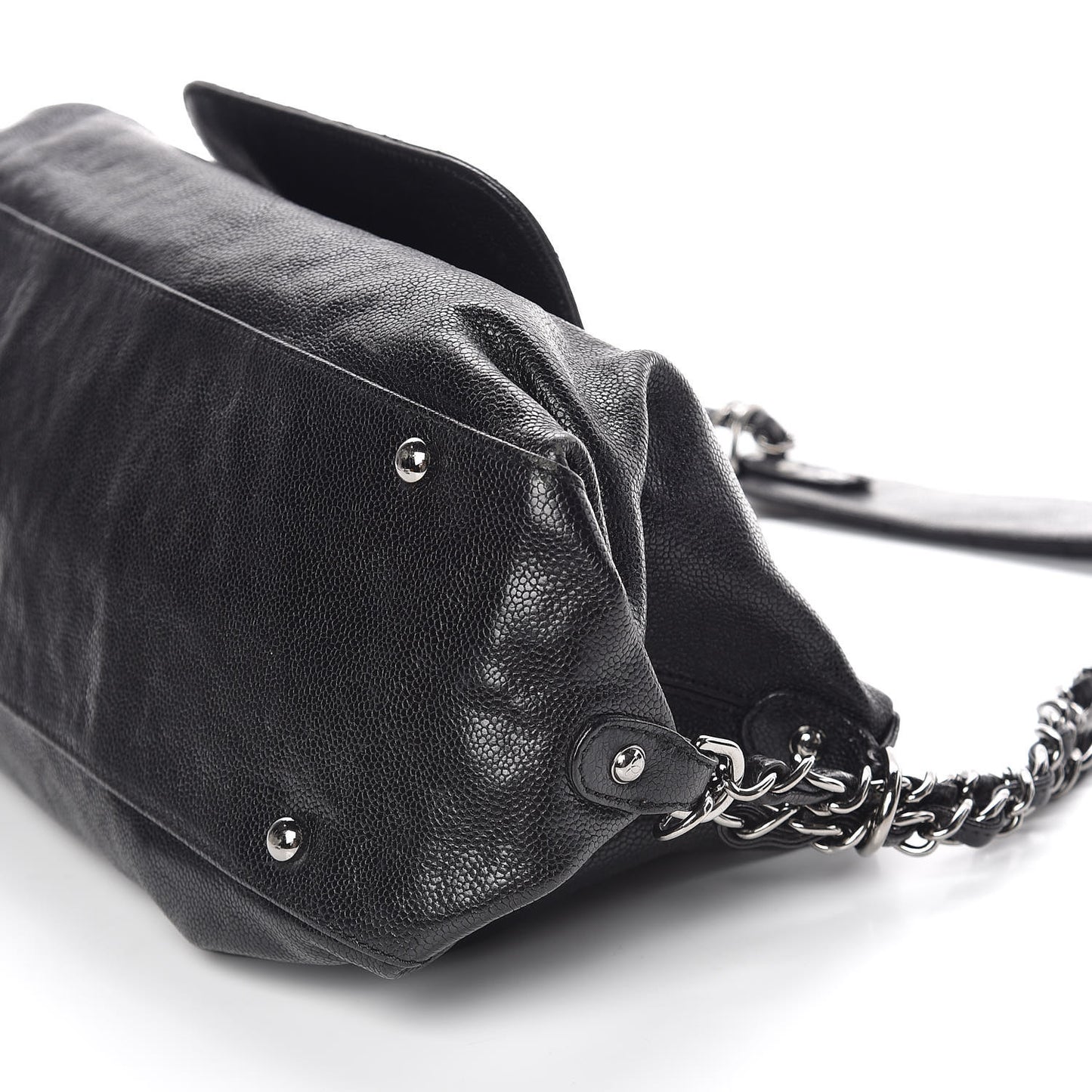 Glazed Caviar Pocket In The City Shoulder Bag Black