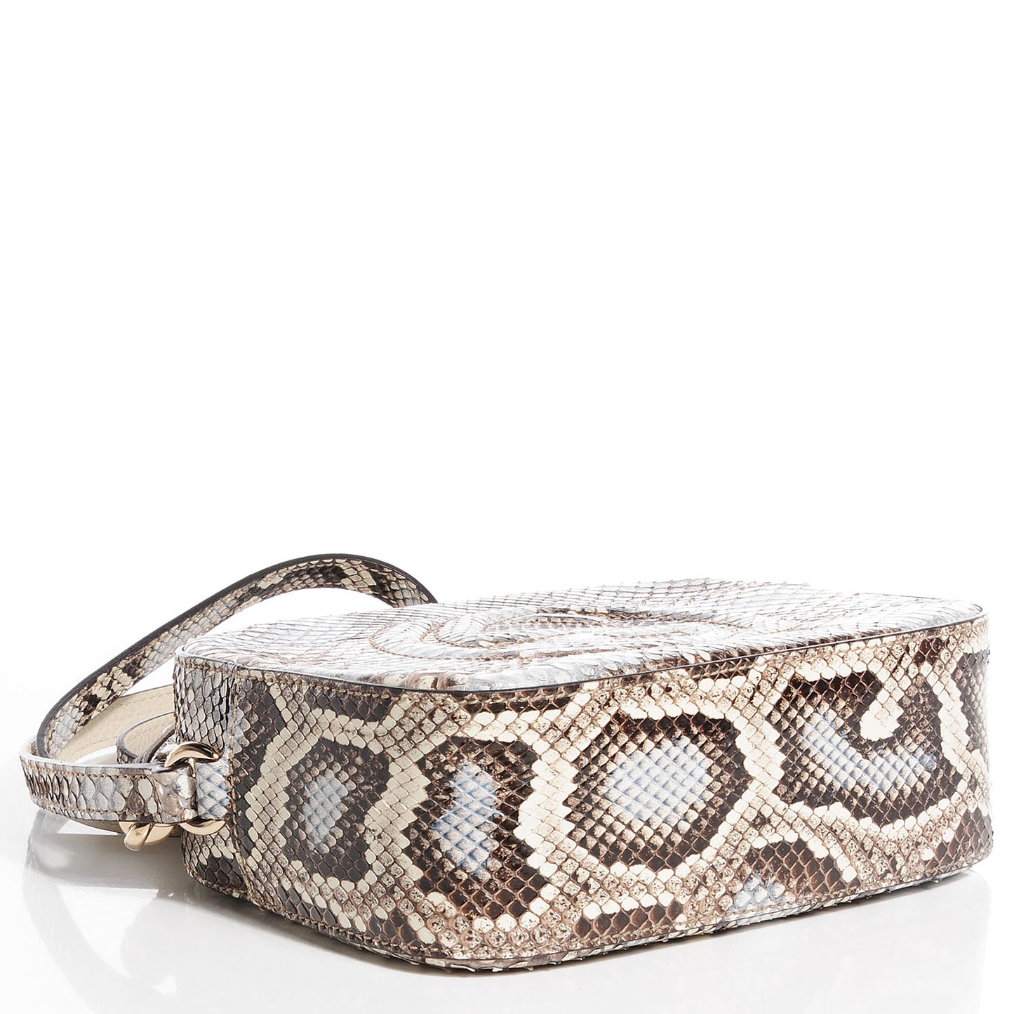 Python Small Soho Disco Bag Off White Nut Brown Beige