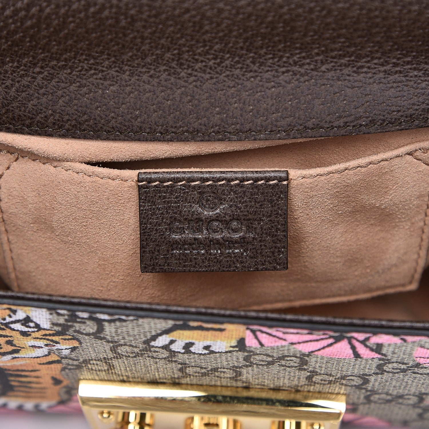 Gucci GG Supreme Monogram Bengal Small Padlock Shoulder Bag Beige Pink 6 of 7