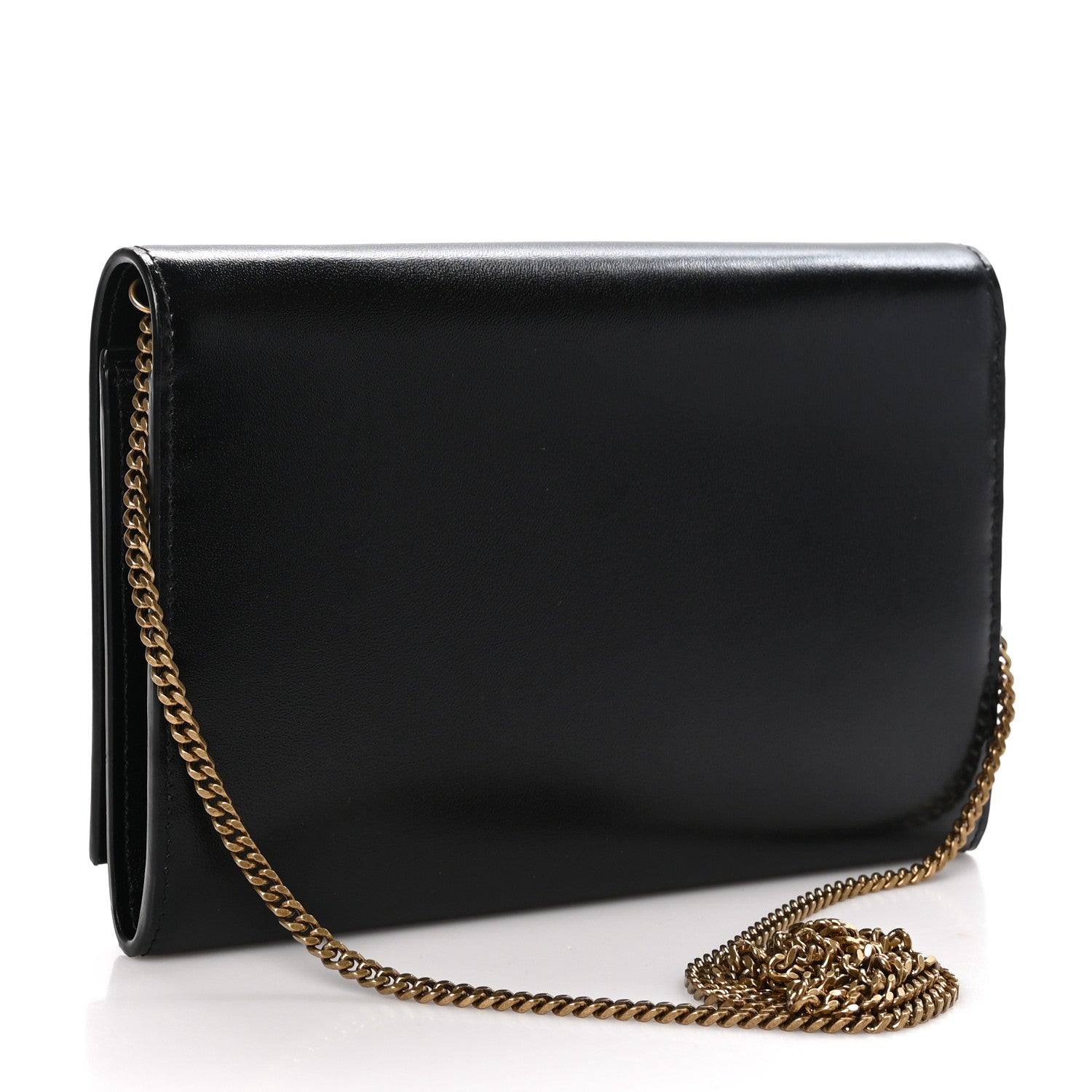 Saint Laurent Glossy Calfskin Monogram Chain Wallet Black 3 of 9