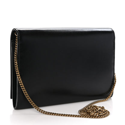 Saint Laurent Glossy Calfskin Monogram Chain Wallet Black 3 of 9