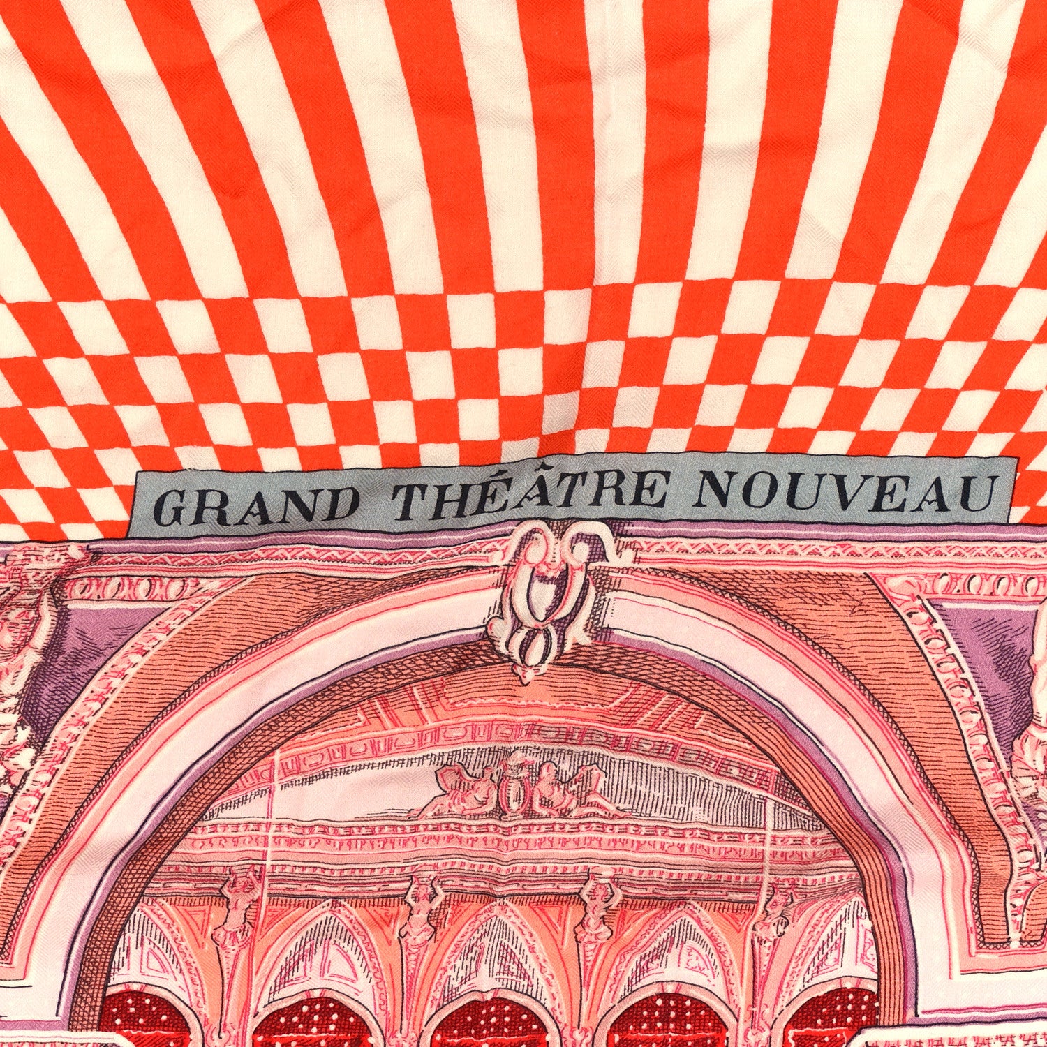 Hermes Cashmere Silk Grand Theatre Nouveau Shawl 140 Vieux Rose Corail Vermillon 5 of 5
