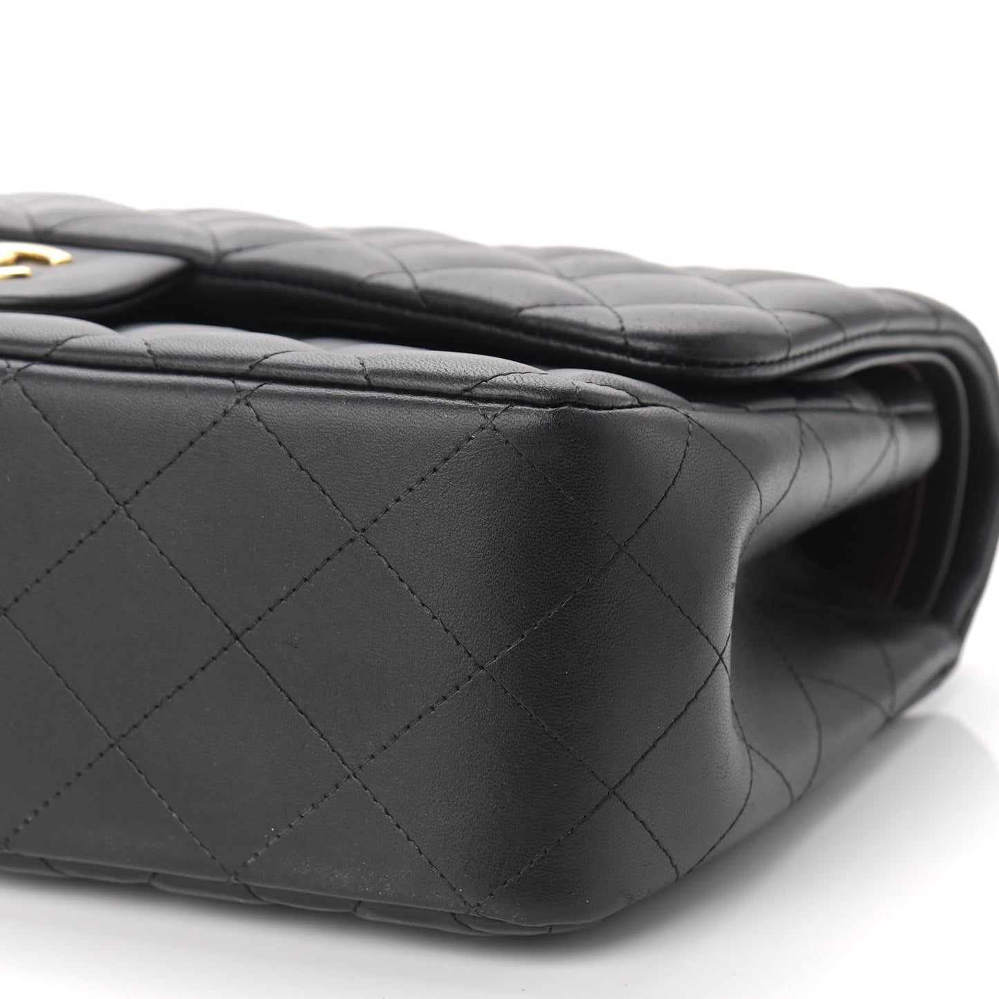 Lambskin Quilted Jumbo Double Flap Black