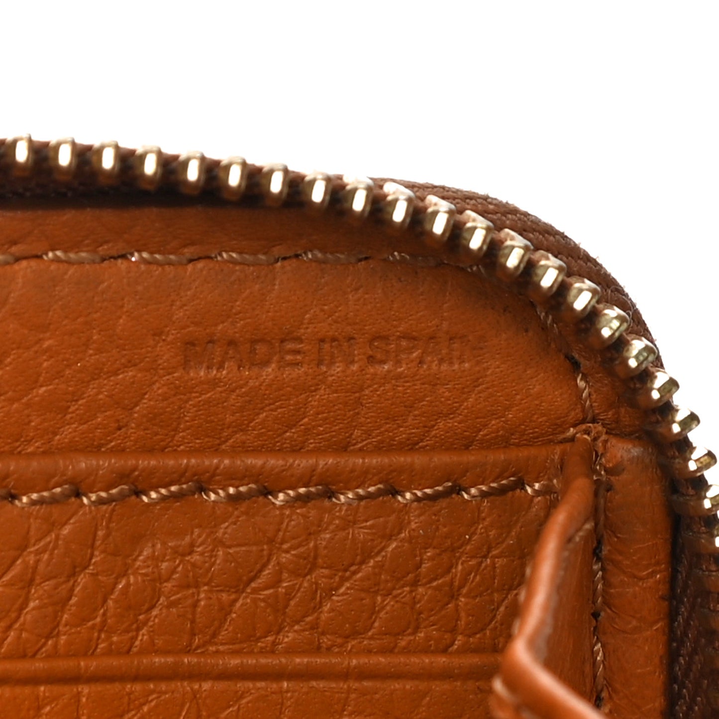 Grained Calfskin Marcie Long Zip Around Wallet Tan