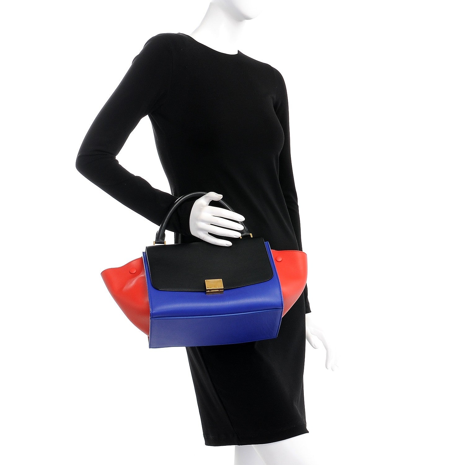 Celine Smooth Calfskin Small Tri-Color Trapeze Black 3 of 8