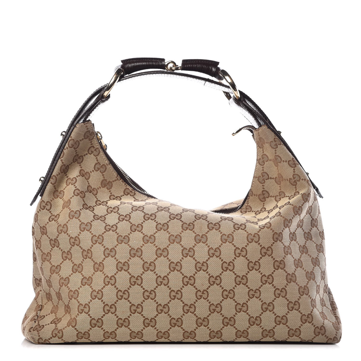 Gucci Monogram Medium Horsebit Chain Hobo Dark Brown 1 of 11