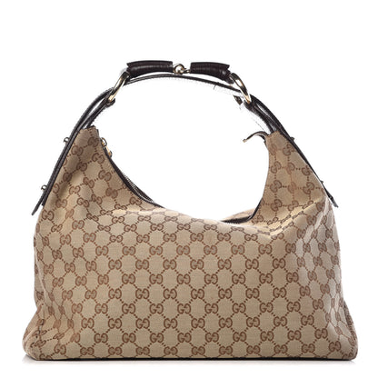 Gucci Monogram Medium Horsebit Chain Hobo Dark Brown 1 of 11