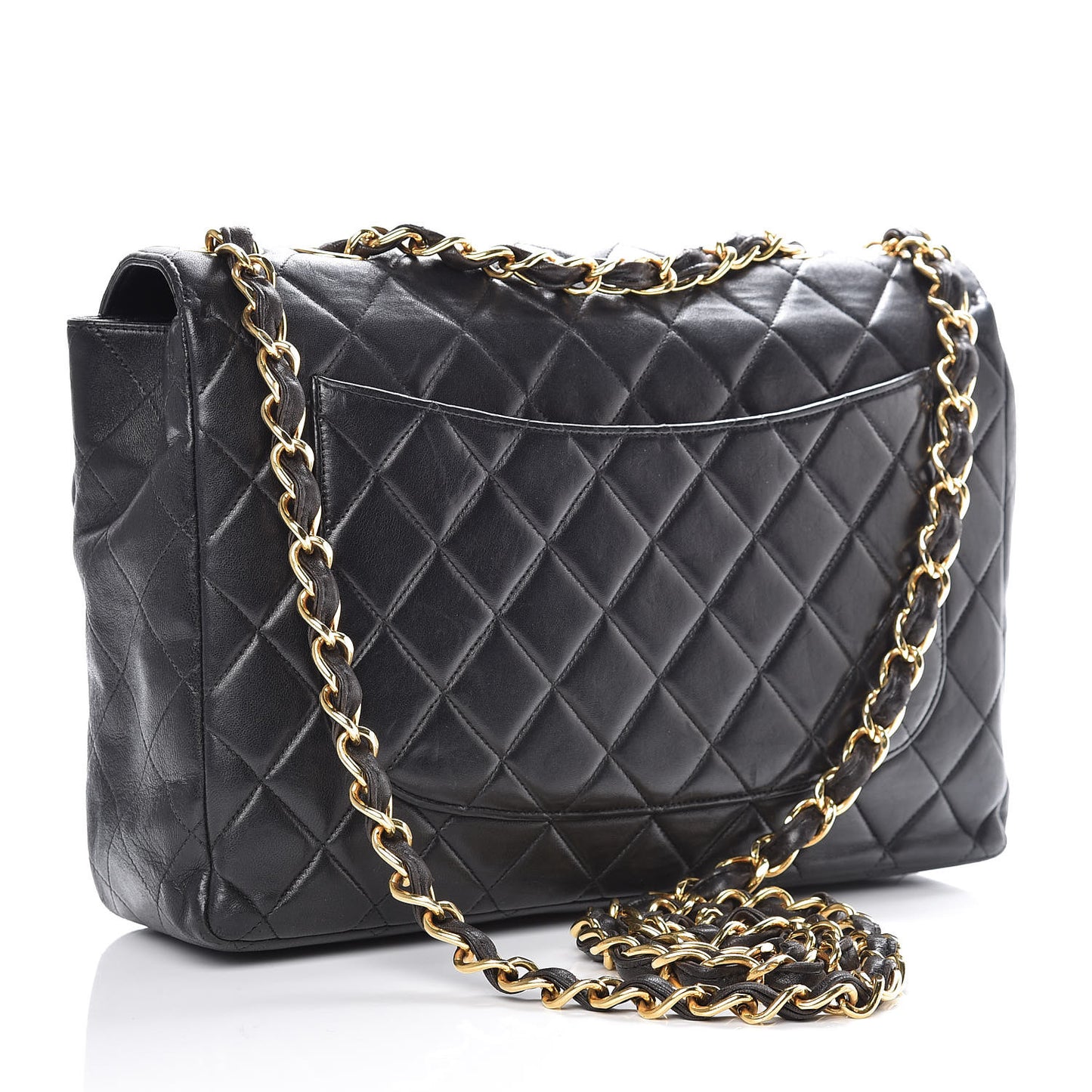 Lambskin Quilted Jumbo Single Flap Black