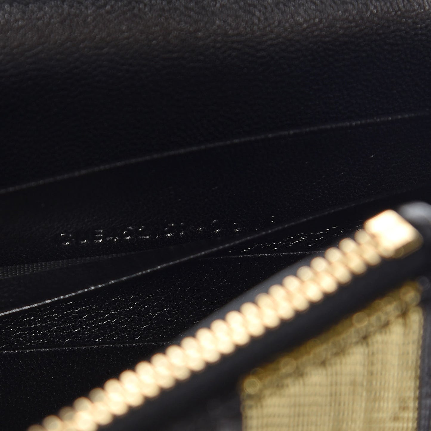 Sequin Striped Classic Monogram Kate Tassel Chain Wallet Black Gold