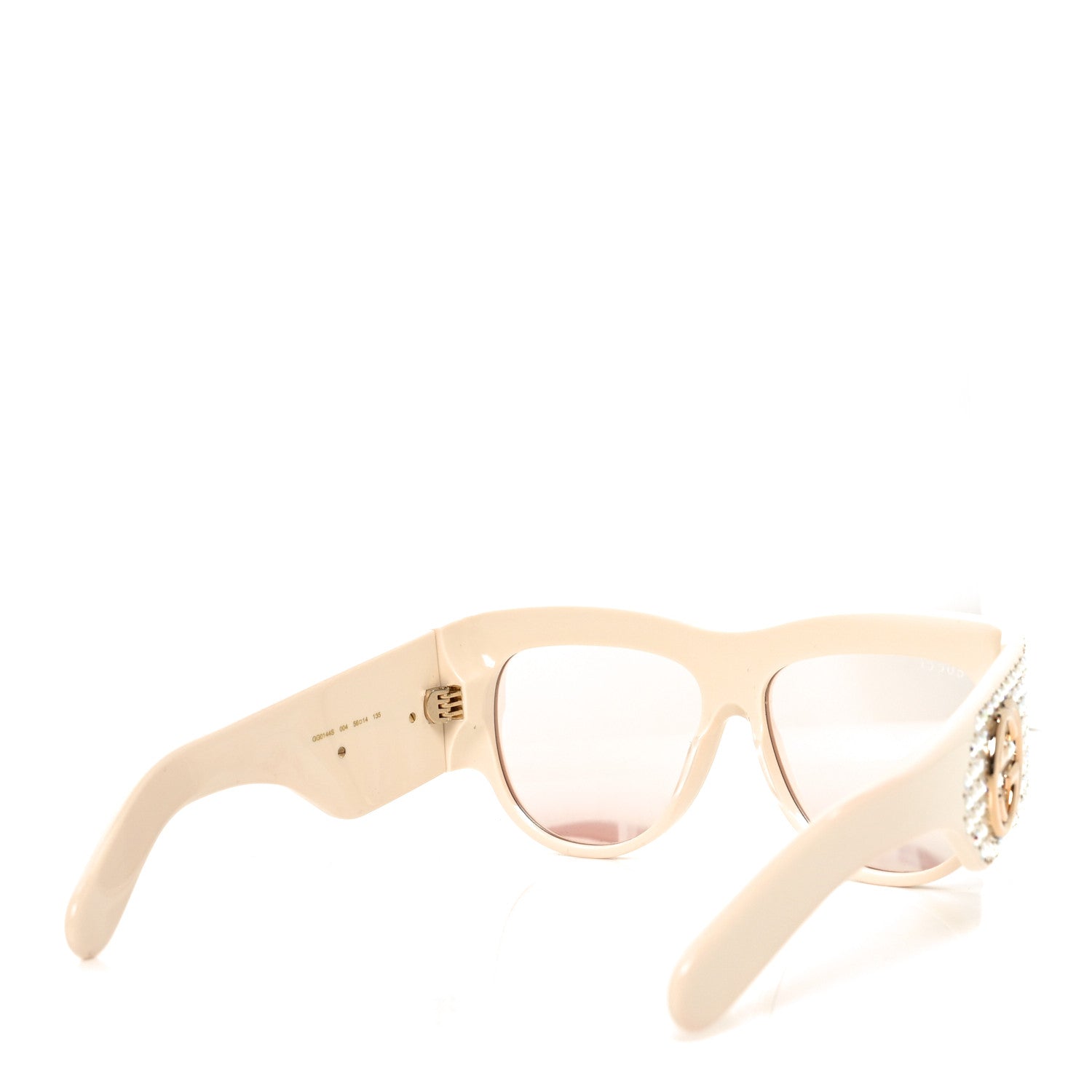 Gucci Acetate Crystal Oversize Hollywood Forever Sunglasses GG0144S Ivory 4 of 7