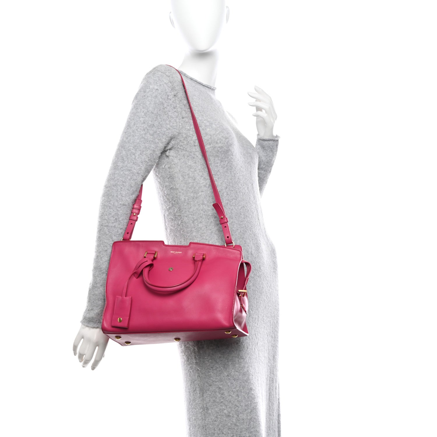 Saint Laurent Calfskin Small Classic Y Cabas Fuchsia 2 of 13