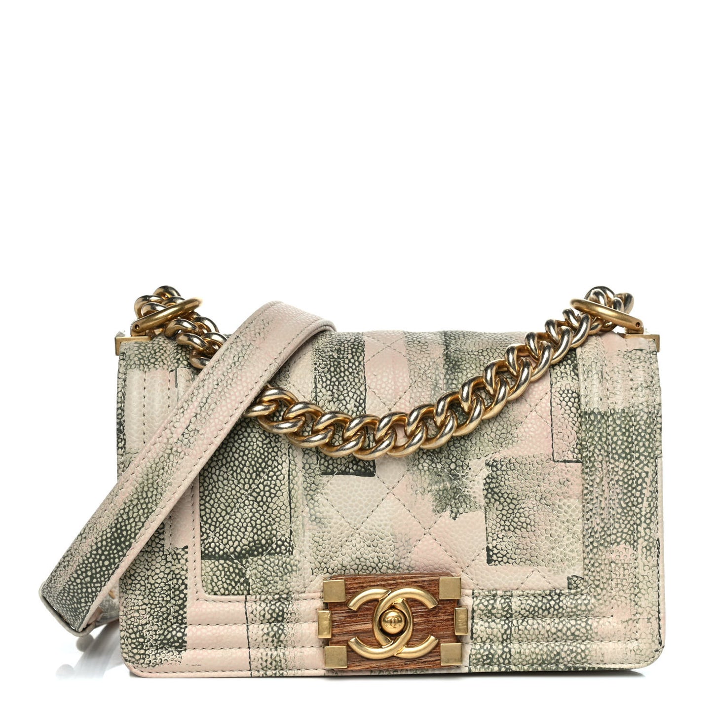 Painted Caviar Quilted Small Boy In Cuba Flap Khaki