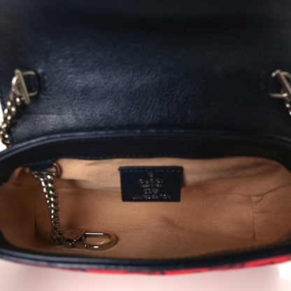 Gucci Monogram Multicolor Matelasse Diagonal Super Mini GG Marmont Shoulder Bag Red Blue 4 of 9