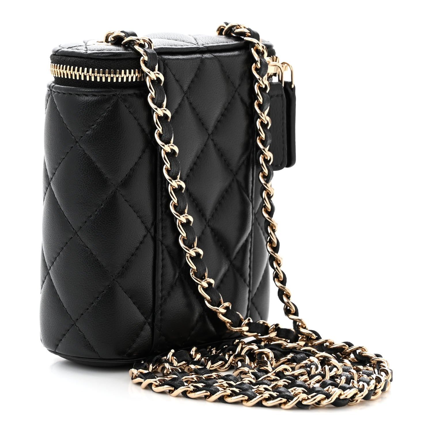 Chanel Lambskin Quilted Small Vertical Coco Beauty Vanity Case With Chain Black 3 of 11