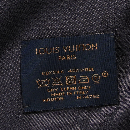 Louis Vuitton Silk Wool Monogram Shawl Charcoal Grey 3 of 3