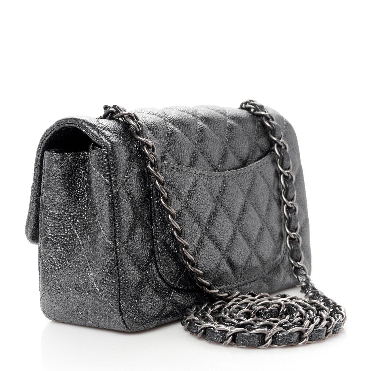 Chanel Pearly Caviar Quilted Mini Rectangular Flap Grey 3 of 11