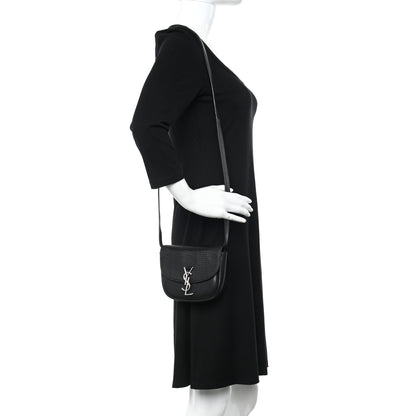 Saint Laurent Calfskin Snakeskin Effect Mini Classic Monogram Kaia Satchel Black 2 of 12
