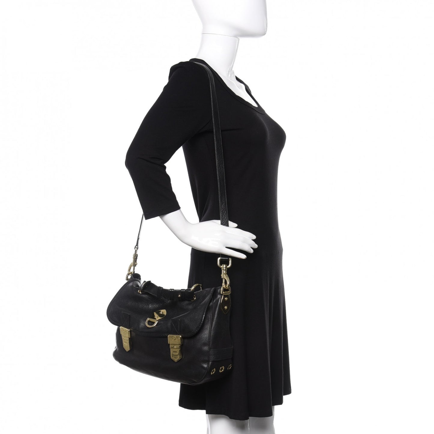 Soft Grain Calfskin Tillie Satchel Black