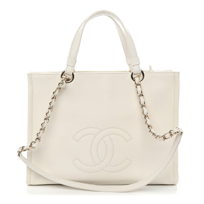 Chanel Calfskin CC Zipped Shopping Tote White 1 of 9