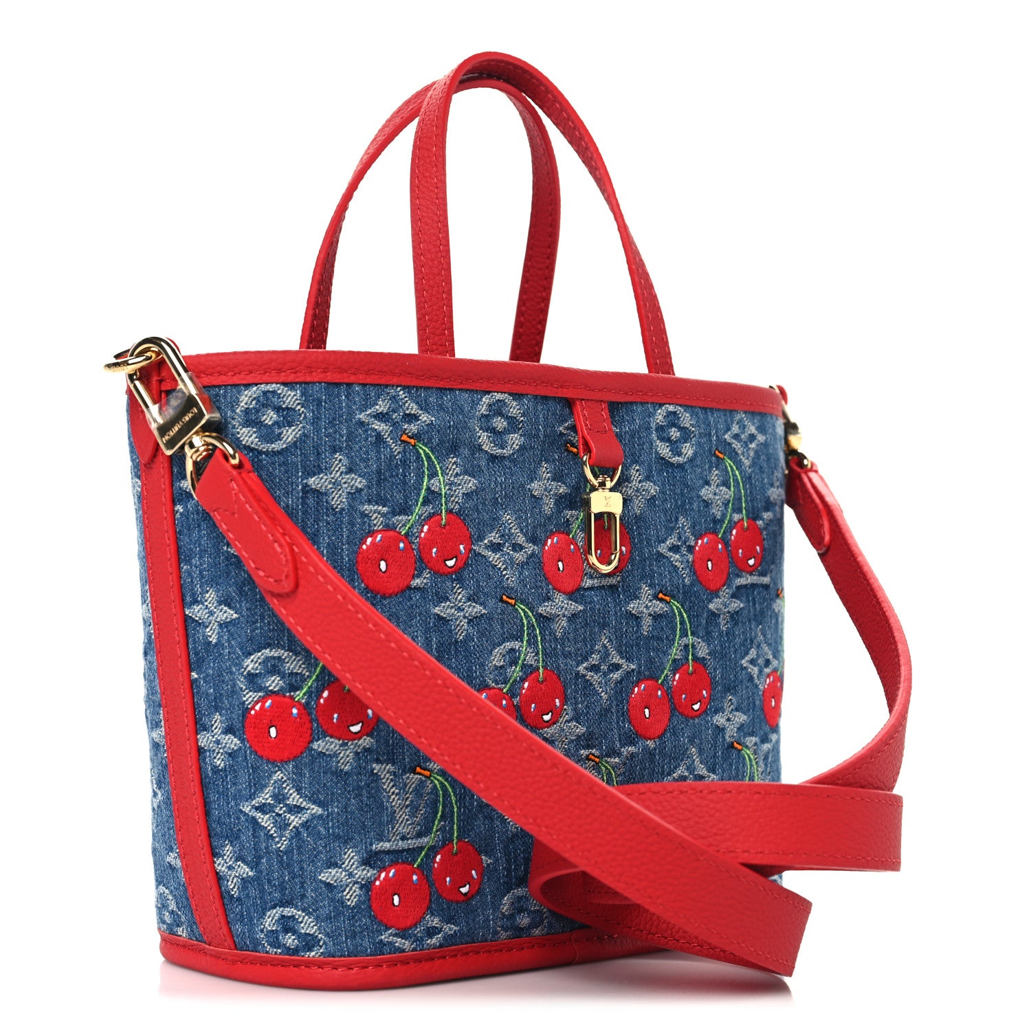 Louis Vuitton LV X TM Monogram Denim Cerises Neverfull Inside Out BB 4 of 11