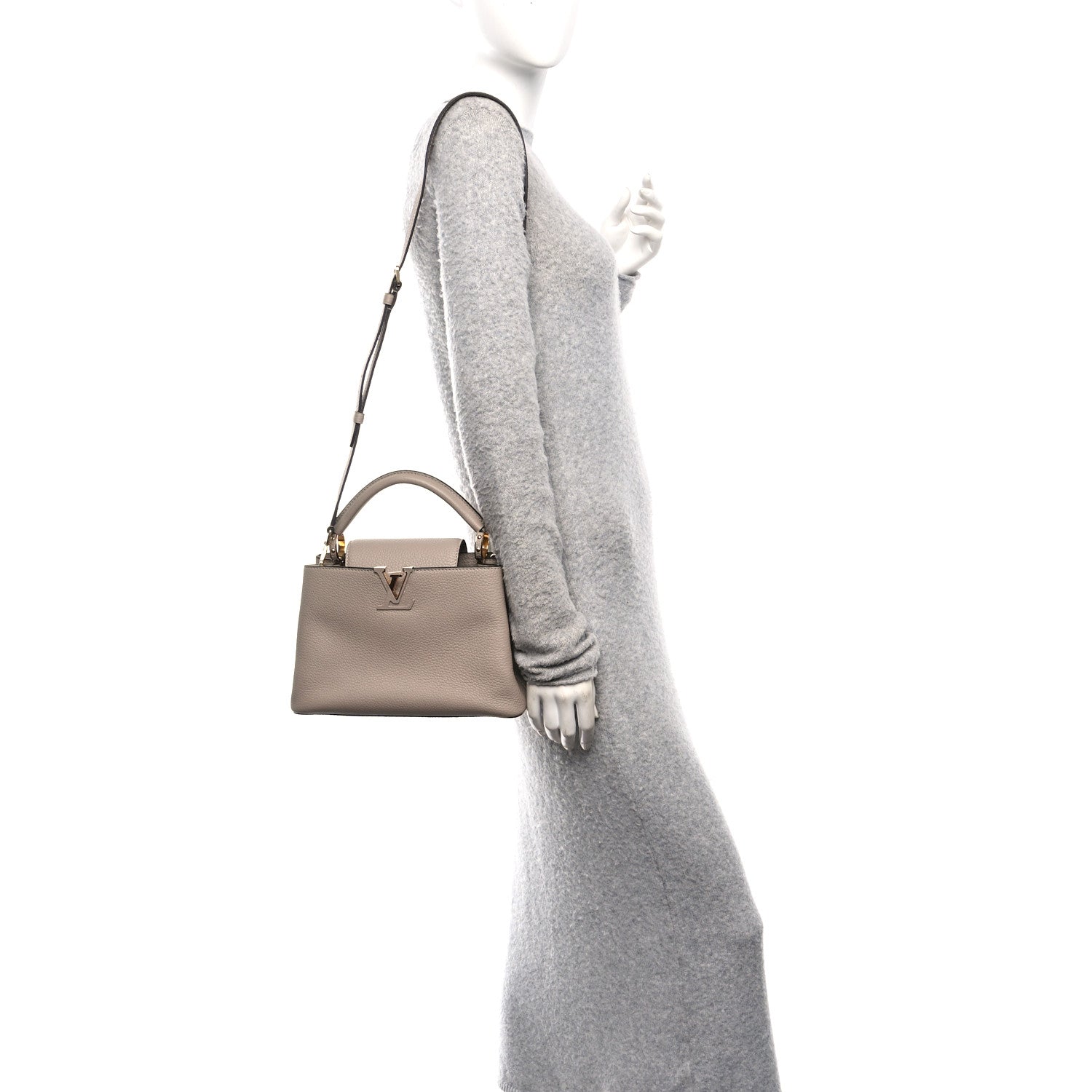 Louis Vuitton Taurillon Capucines BB Galet 2 of 9