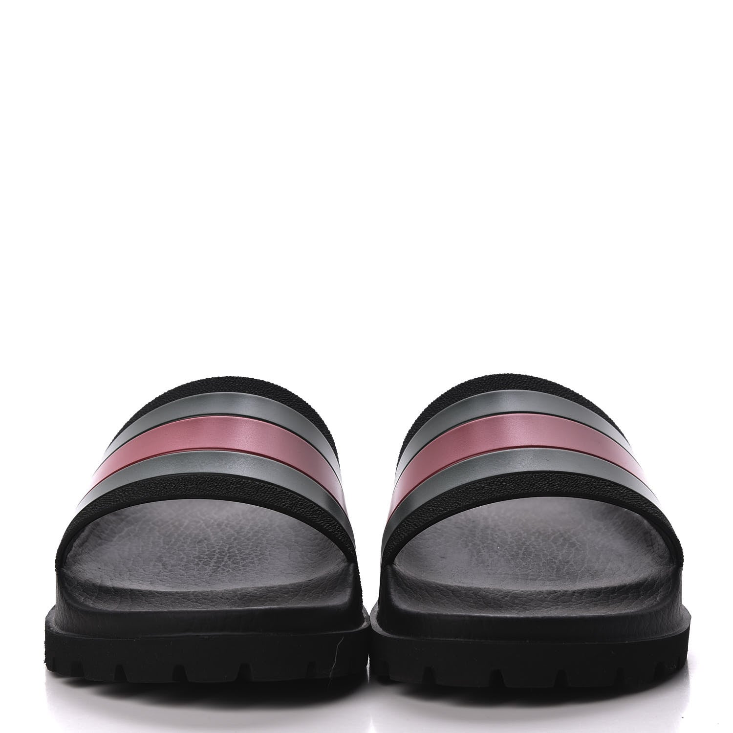 Gucci Rubber Web Mens Lug Sole Slide Sandals 5 Black Green Red 3 of 7
