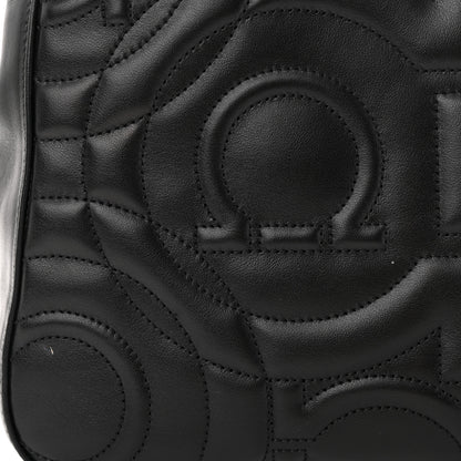 Salvatore Ferragamo Calfskin Quilted Gancini Top Handle Flap Bag Black 11 of 12