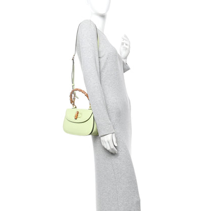 Gucci Boarded Dyana Lux Calfskin Web Small Bamboo 1947 Top Handle Bag Light Green 2 of 12